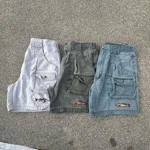 LOT Bimini Bay Outfitters LTD Shorts Mens 34 Fish Embroidery Hiking Y2K